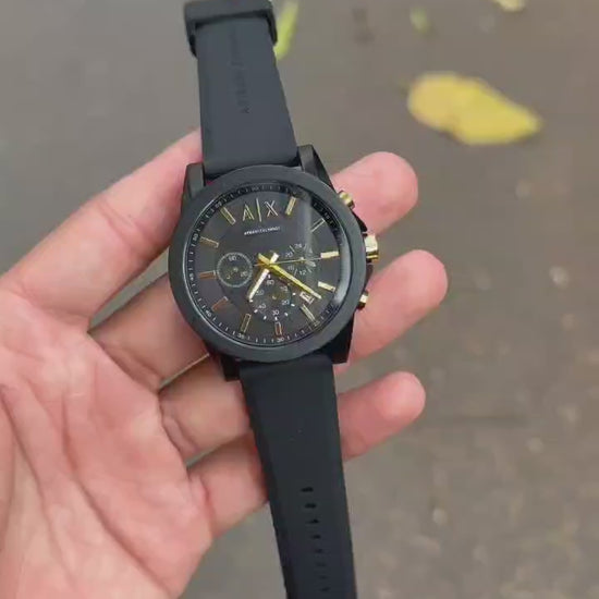 Armani Exchange inspired first copy watch with black dial and gold-tone accents