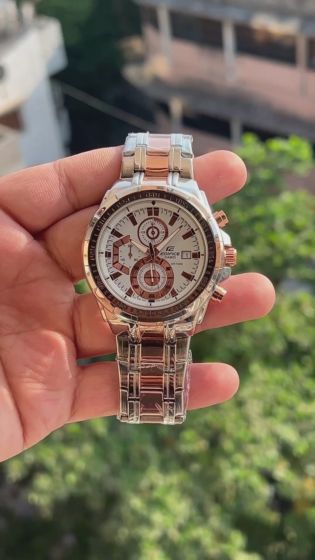 Casio-Edifice-White-Dial-Rose-Gold-Chronograph-Subdials-Date-Window-First-Copy