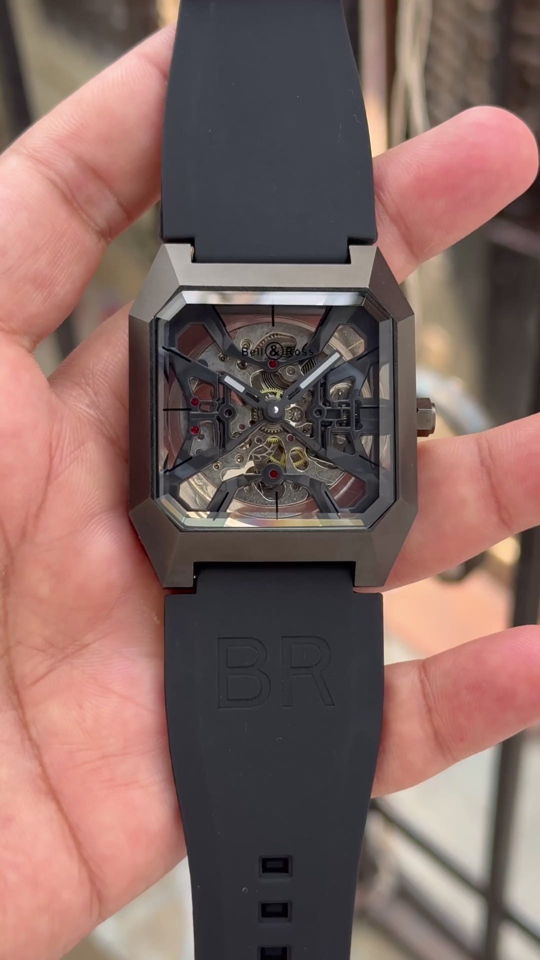 Bell-And-Ross-Faceted-Geometric-Matte-Black-Case-Crown-First-Copy-Anzoro