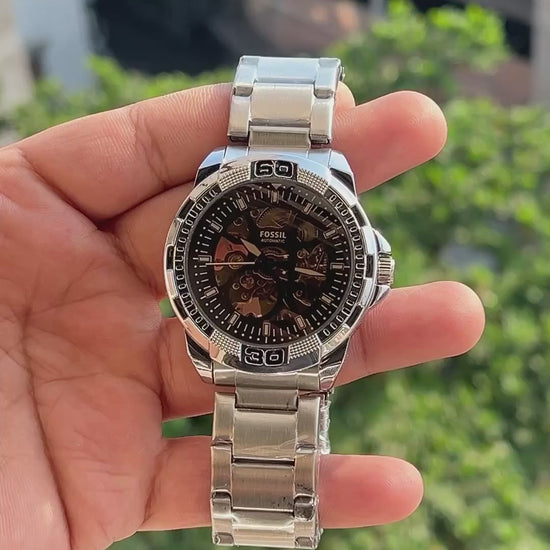 Fossil-Mechanical-Silver-Stainless-Steel-Case-Crown-Guard-First-Copy-Anzoro