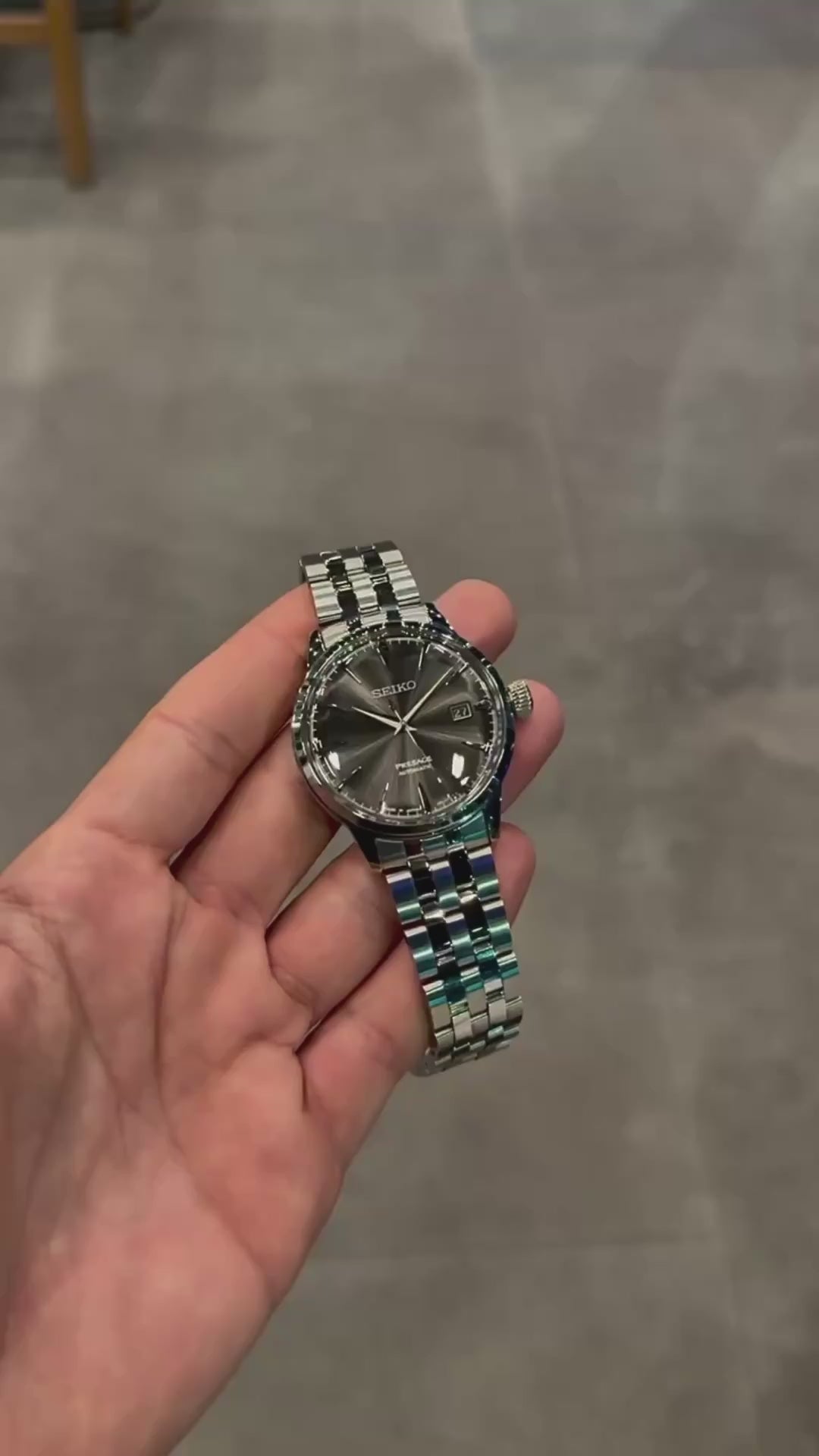 Seiko-Presage-Polished-Silver-Stainless-Steel-Case-Crown-First-Copy-Anzoro