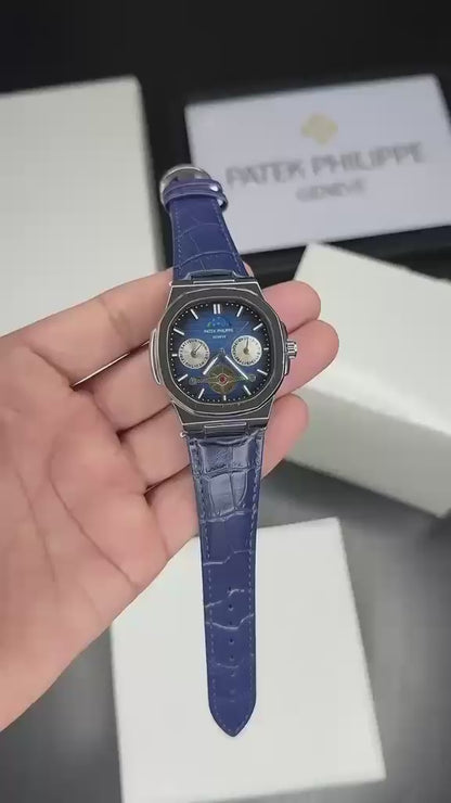 Patek Philippe Style Watch – First Copy | Master Copy Quality | Blue Dial, Blue Strap