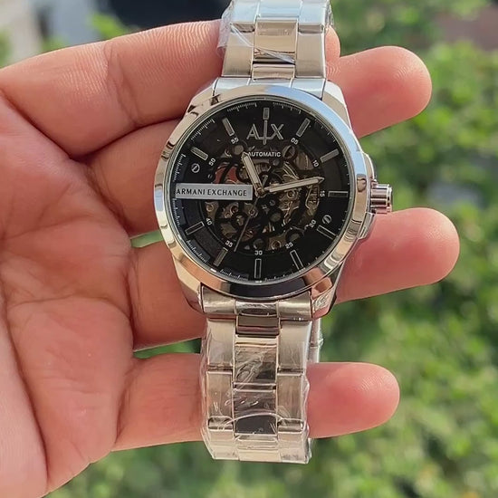 Armani-Exchange-Silver-Stainless-Steel-Case-Textured-Crown-First-Copy-Anzoro