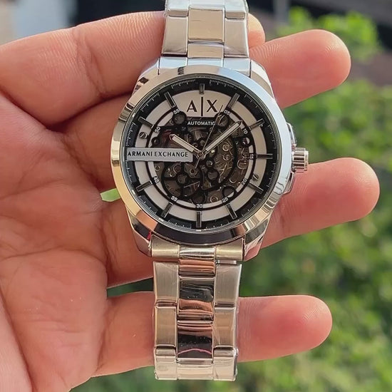 Armani-Exchange-Silver-Stainless-Steel-Case-Textured-Crown-First-Copy-Anzoro